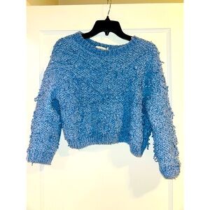 Lush Blue Soft Crop Long Sleeve Sweater Small top